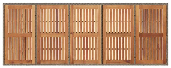 Szürke polyrattan kerti asztal akácfa lappal 240 x 90 x 75 cm