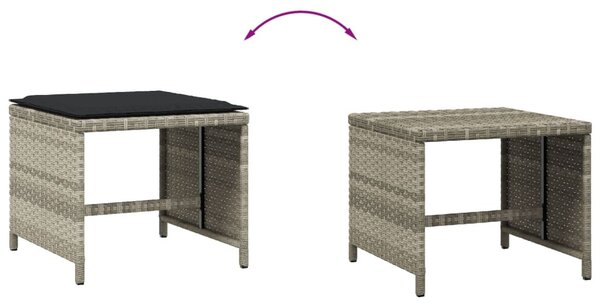 4db világosszürke polyrattan kerti szék párnával 40x40x35 cm