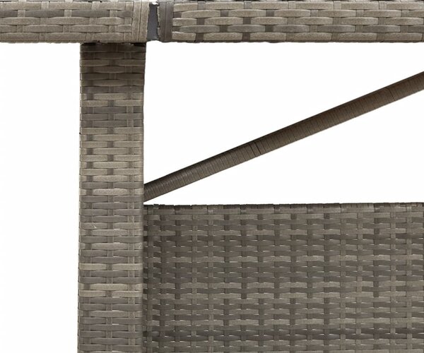 Szürke polyrattan kerti asztal akácfa lappal 240 x 90 x 75 cm
