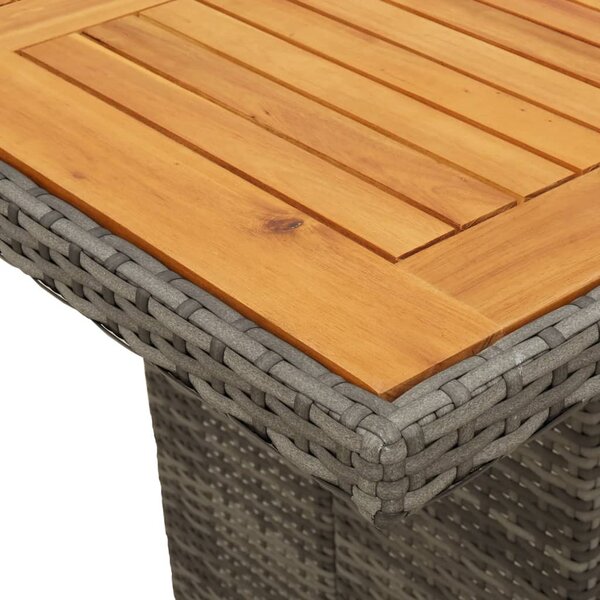 Szürke polyrattan kerti asztal akácfa lappal 240 x 90 x 75 cm