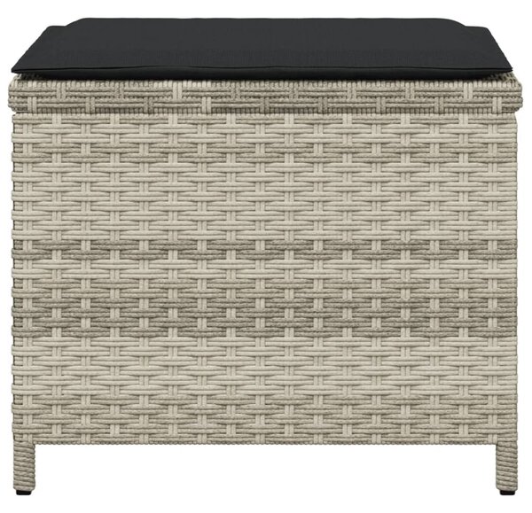 4db világosszürke polyrattan kerti szék párnával 40x40x35 cm