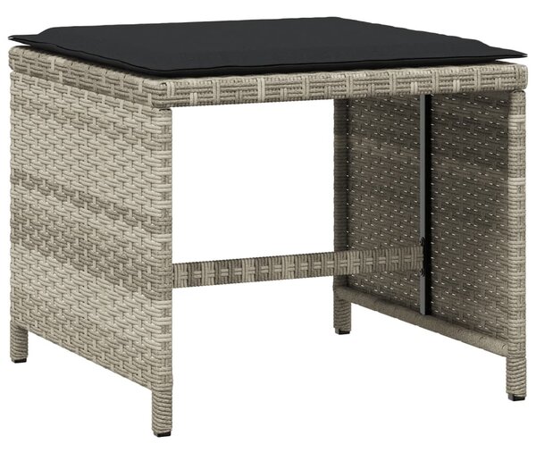 4db világosszürke polyrattan kerti szék párnával 40x40x35 cm