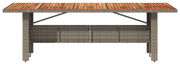 Szürke polyrattan kerti asztal akácfa lappal 240 x 90 x 75 cm