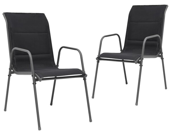 VidaXL 2 db fekete rakásolható acél és textilén kerti szék