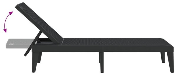 Antracitszürke PP napozóágy 186 x 60 x 29 cm