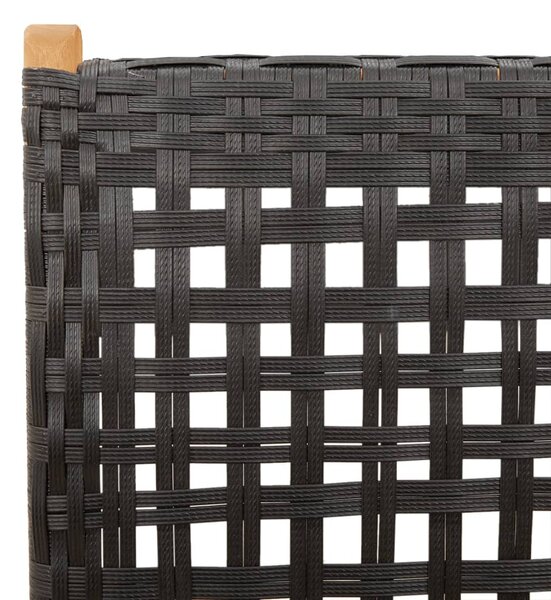 4 db fekete polyrattan és tömör fa dönthető kerti szék