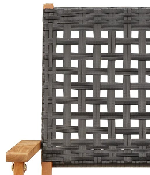 5 részes fekete polyrattan és tömör fa kerti étkezőgarnitúra