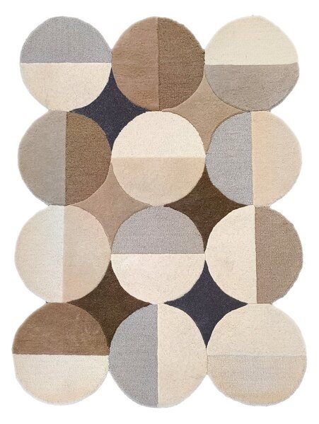 Szürkésbézs kézi szövésű gyapjú szőnyeg 200x290 cm Mia Ellipse – Flair Rugs