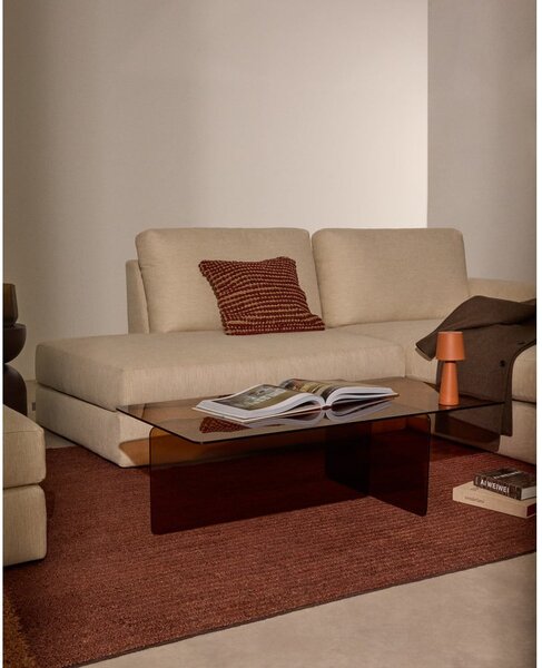 Barna üveg dohányzóasztal 60x120 cm Zaren – Kave Home