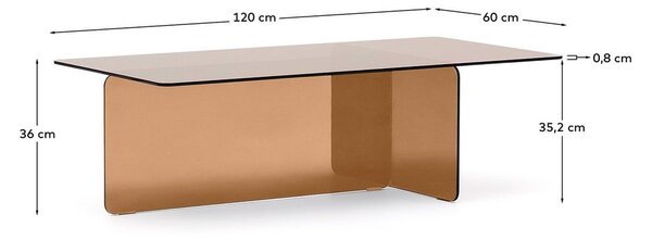 Barna üveg dohányzóasztal 60x120 cm Zaren – Kave Home