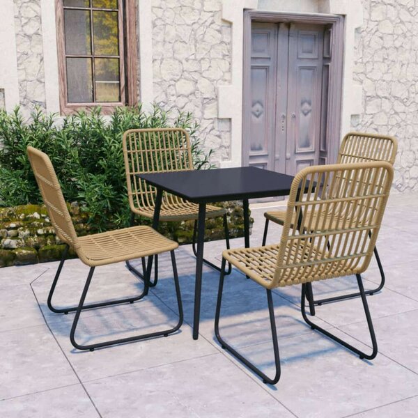 5 Részes Polyrattan Kültéri Étkezőgarnitúra - 80x80 cm Asztal
