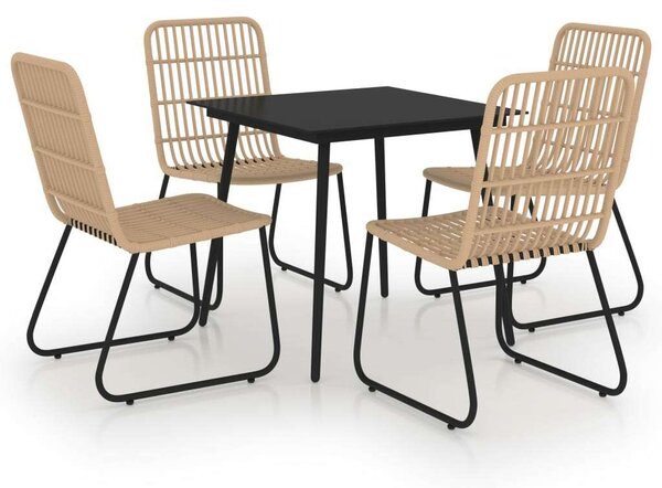 5 Részes Polyrattan Kültéri Étkezőgarnitúra - 80x80 cm Asztal