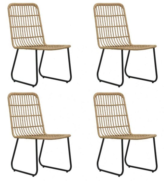 5 Részes Polyrattan Kültéri Étkezőgarnitúra - 80x80 cm Asztal
