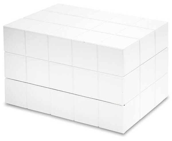 Fa ékszertartó doboz fiókkal - fehér kockás - 20x12x12 cm