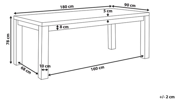 6 személyes kerti étkezőasztal TESA Barna 180 cm 90 cm Akácfa