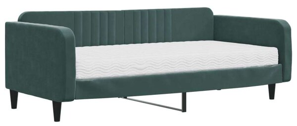 Sötétzöld bársony heverő matraccal 100 x 200 cm