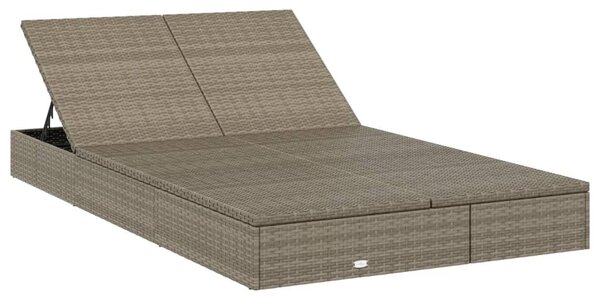 Kétszemélyes szürke polyrattan napozóágy párnákkal