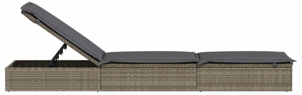 1 db szürke polyrattan napozóágy párnával 201 x 55 x 62 cm