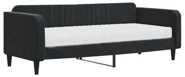 Fekete bársony heverő matraccal 90 x 200 cm