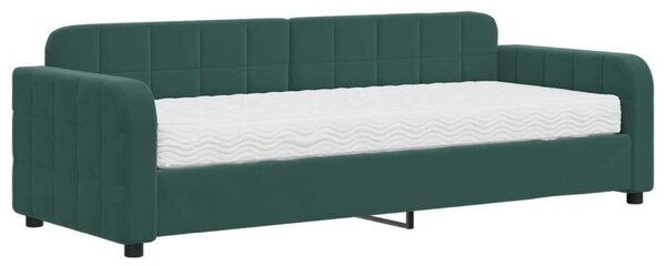 Sötétzöld bársony heverő matraccal 80 x 200 cm
