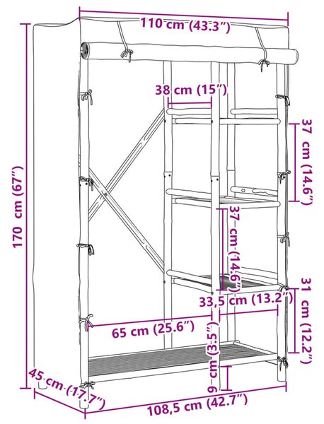 Bambusz ruhásszekrény 110 x 45 x 170 cm