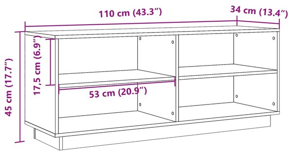 Viaszbarna tömör fenyőfa cipőszekrény 110 x 34 x 45 cm