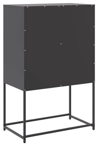 Fekete acél magasszekrény 68,5 x 38,5 x 107 cm