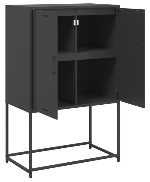 Fekete acél magasszekrény 68,5 x 38,5 x 107 cm