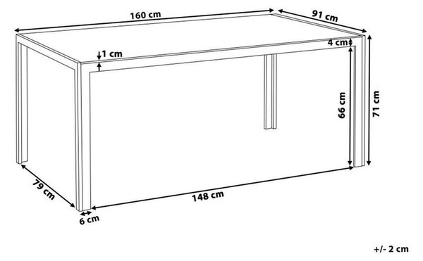 Kerti asztal CATANIA 160 cm 91 cm Üveg Szürke