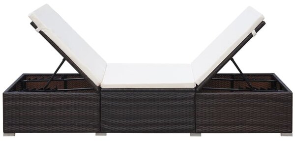 Barna polyrattan napozóágy párnával