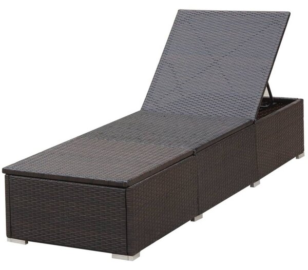 Barna polyrattan napozóágy párnával