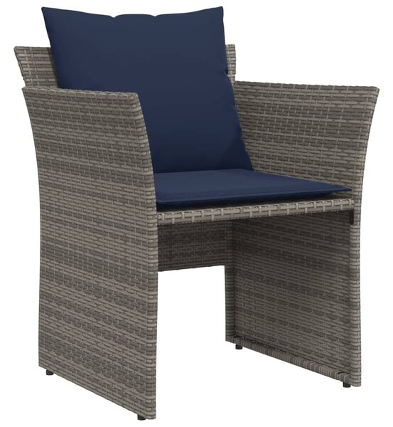 Szürke polyrattan kerti szék lábtartóval