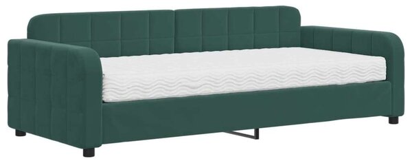 Sötétzöld bársony heverő matraccal 90 x 200 cm
