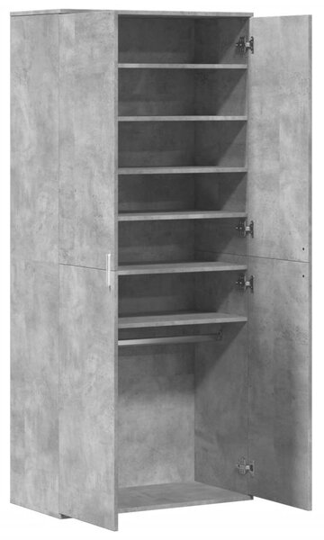 Betonszürke szerelt fa cipősszekrény 80 x 39 x 178 cm