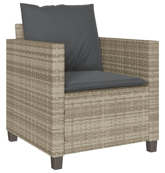 3 részes világosszürke polyrattan bisztrógarnitúra párnákkal