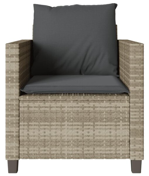 3 részes világosszürke polyrattan bisztrógarnitúra párnákkal