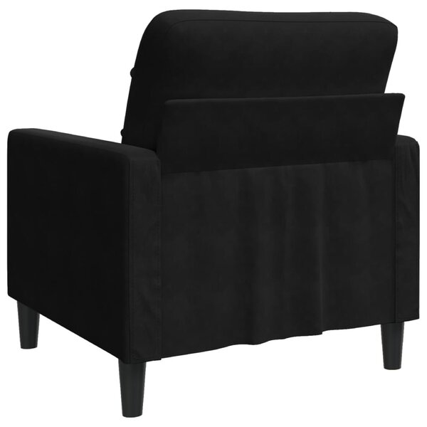 Fekete bársony kanapéfotel 60 cm