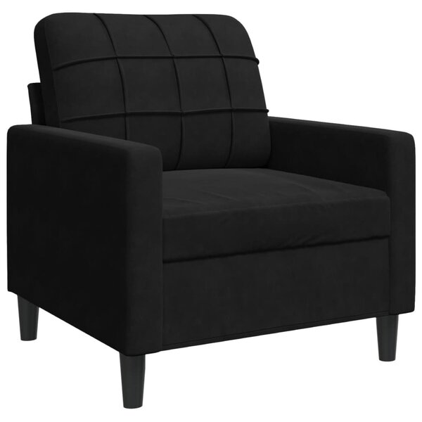 Fekete bársony kanapéfotel 60 cm