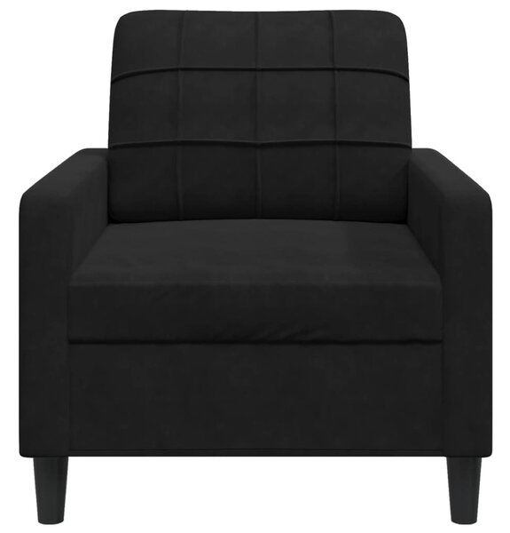 Fekete bársony kanapéfotel 60 cm