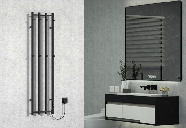 Favi 2 Radiator Elektromos design radiátor termosztáttal NERO Italia SWB001 - 35 x 140 ...