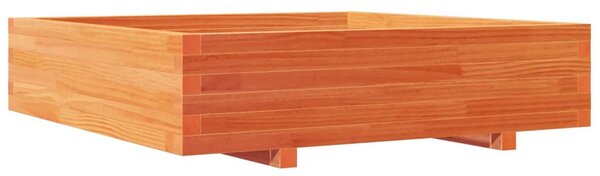 Viaszbarna tömör fenyőfa kerti virágláda 100 x 100 x 26,5 cm