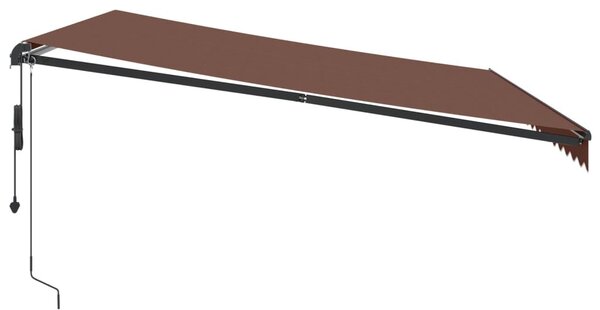 Barna automata kihúzható LED-es napellenző 450x350 cm
