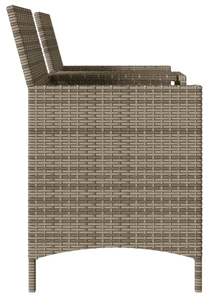 Szürke polyrattan 2 személyes kerti kanapé asztallal, párnákkal