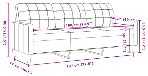 3 személyes világosszürke bársony kanapé 180 cm