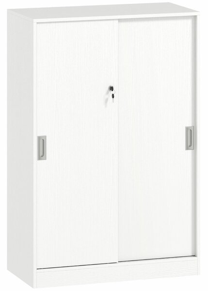 HOMCOM Irodaszekrény, 3 polccal és zárral, irodába, 80x40x120 cm, Fehér