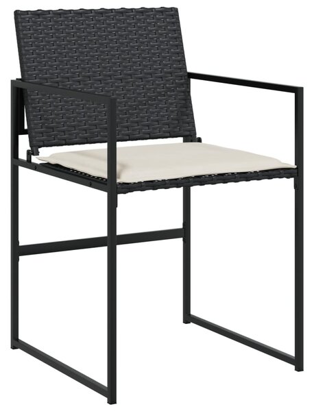 9 részes fekete polyrattan kerti étkezőgarnitúra párnákkal