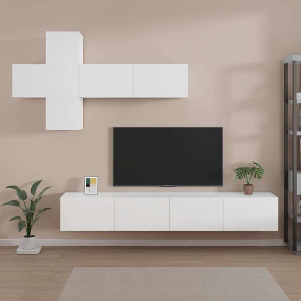 VidaXL 7 részes fehér szerelt fa TV-szekrényszett
