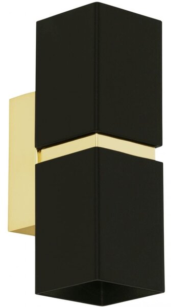 Eglo Passa fali lámpa, 17x17 cm, fekete-arany, 2xGU10 foglalattal