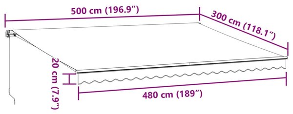 Burgundi vörös kézzel kihúzható napellenző 500 x 300 cm