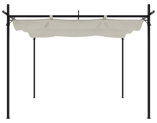 Krémszínű pergola behúzható tetővel 295 x 292 x 230 cm